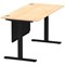 Air Modesty 1600mm Rectangular Cable Port Height Adjustable Desk, Black Leg & Modesty Panel, Maple
