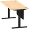 Air Modesty 1800mm Rectangular Cable Port Height Adjustable Desk, Black Leg & Modesty Panel, Maple
