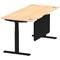 Air Modesty 1800mm Rectangular Cable Port Height Adjustable Desk, Black Leg & Modesty Panel, Maple