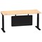 Air Modesty 1800mm Rectangular Cable Port Height Adjustable Desk, Black Leg & Modesty Panel, Maple