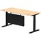Air Modesty 1800mm Rectangular Cable Port Height Adjustable Desk, Black Leg & Modesty Panel, Maple
