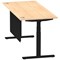 Air Modesty 1800mm Rectangular Cable Port Height Adjustable Desk, Black Leg & Modesty Panel, Maple