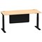 Air Modesty 1800mm Rectangular Cable Port Height Adjustable Desk, Black Leg & Modesty Panel, Maple