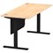 Air Modesty 1800mm Rectangular Cable Port Height Adjustable Desk, Black Leg & Modesty Panel, Maple