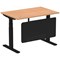 Air Modesty 1200mm Rectangular Cable Port Height Adjustable Desk, Black Leg & Modesty Panel, Oak