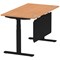 Air Modesty 1400mm Rectangular Cable Port Height Adjustable Desk, Black Leg & Modesty Panel, Oak Air Modesty 1400mm Rectangular Cable Port Height Adjustable Desk, Black Leg & Modesty Panel, Oak