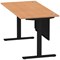 Air Modesty 1600mm Rectangular Cable Port Height Adjustable Desk, Black Leg & Modesty Panel, Oak