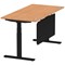 Air Modesty 1600mm Rectangular Cable Port Height Adjustable Desk, Black Leg & Modesty Panel, Oak