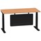Air Modesty 1600mm Rectangular Cable Port Height Adjustable Desk, Black Leg & Modesty Panel, Oak