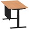 Air Modesty 1600mm Rectangular Cable Port Height Adjustable Desk, Black Leg & Modesty Panel, Oak