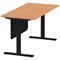 Air Modesty 1600mm Rectangular Cable Port Height Adjustable Desk, Black Leg & Modesty Panel, Oak