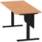 Air Modesty 1800mm Rectangular Cable Port Height Adjustable Desk, Black Leg & Modesty Panel, Oak