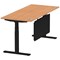 Air Modesty 1800mm Rectangular Cable Port Height Adjustable Desk, Black Leg & Modesty Panel, Oak