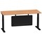 Air Modesty 1800mm Rectangular Cable Port Height Adjustable Desk, Black Leg & Modesty Panel, Oak