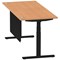 Air Modesty 1800mm Rectangular Cable Port Height Adjustable Desk, Black Leg & Modesty Panel, Oak
