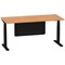 Air Modesty 1800mm Rectangular Cable Port Height Adjustable Desk, Black Leg & Modesty Panel, Oak