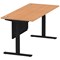 Air Modesty 1800mm Rectangular Cable Port Height Adjustable Desk, Black Leg & Modesty Panel, Oak
