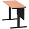 Air Modesty 1400mm Slim Rectangular Height Adjustable Desk, Black Leg & Modesty Panel, Beech
