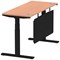 Air Modesty 1400mm Slim Rectangular Height Adjustable Desk, Black Leg & Modesty Panel, Beech