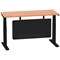Air Modesty 1400mm Slim Rectangular Height Adjustable Desk, Black Leg & Modesty Panel, Beech