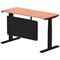 Air Modesty 1400mm Slim Rectangular Height Adjustable Desk, Black Leg & Modesty Panel, Beech