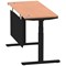Air Modesty 1400mm Slim Rectangular Height Adjustable Desk, Black Leg & Modesty Panel, Beech