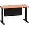 Air Modesty 1400mm Slim Rectangular Height Adjustable Desk, Black Leg & Modesty Panel, Beech