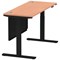 Air Modesty 1400mm Slim Rectangular Height Adjustable Desk, Black Leg & Modesty Panel, Beech