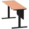 Air Modesty 1800mm Slim Rectangular Height Adjustable Desk, Black Leg & Modesty Panel, Beech
