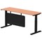 Air Modesty 1800mm Slim Rectangular Height Adjustable Desk, Black Leg & Modesty Panel, Beech