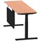 Air Modesty 1800mm Slim Rectangular Height Adjustable Desk, Black Leg & Modesty Panel, Beech