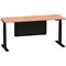 Air Modesty 1800mm Slim Rectangular Height Adjustable Desk, Black Leg & Modesty Panel, Beech
