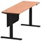 Air Modesty 1800mm Slim Rectangular Height Adjustable Desk, Black Leg & Modesty Panel, Beech