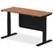 Air Modesty 1400mm Slim Rectangular Height Adjustable Desk, Black Leg & Modesty Panel, Walnut