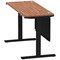 Air Modesty 1400mm Slim Rectangular Height Adjustable Desk, Black Leg & Modesty Panel, Walnut