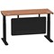 Air Modesty 1400mm Slim Rectangular Height Adjustable Desk, Black Leg & Modesty Panel, Walnut