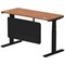 Air Modesty 1400mm Slim Rectangular Height Adjustable Desk, Black Leg & Modesty Panel, Walnut