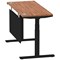 Air Modesty 1400mm Slim Rectangular Height Adjustable Desk, Black Leg & Modesty Panel, Walnut