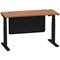 Air Modesty 1400mm Slim Rectangular Height Adjustable Desk, Black Leg & Modesty Panel, Walnut