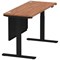 Air Modesty 1400mm Slim Rectangular Height Adjustable Desk, Black Leg & Modesty Panel, Walnut