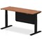 Air Modesty 1600mm Slim Rectangular Height Adjustable Desk, Black Leg & Modesty Panel, Walnut