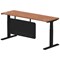 Air Modesty 1800mm Slim Rectangular Height Adjustable Desk, Black Leg & Modesty Panel, Walnut