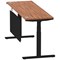 Air Modesty 1800mm Slim Rectangular Height Adjustable Desk, Black Leg & Modesty Panel, Walnut