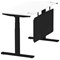 Air Modesty 1400mm Slim Rectangular Height Adjustable Desk, Black Leg & Modesty Panel, White