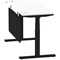 Air Modesty 1400mm Slim Rectangular Height Adjustable Desk, Black Leg & Modesty Panel, White