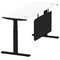 Air Modesty 1800mm Slim Rectangular Height Adjustable Desk, Black Leg & Modesty Panel, White