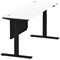 Air Modesty 1800mm Slim Rectangular Height Adjustable Desk, Black Leg & Modesty Panel, White