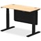Air Modesty 1200mm Slim Rectangular Height Adjustable Desk, Black Leg & Modesty Panel, Maple
