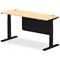 Air Modesty 1600mm Slim Rectangular Height Adjustable Desk, Black Leg & Modesty Panel, Maple