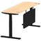Air Modesty 1800mm Slim Rectangular Height Adjustable Desk, Black Leg & Modesty Panel, Maple